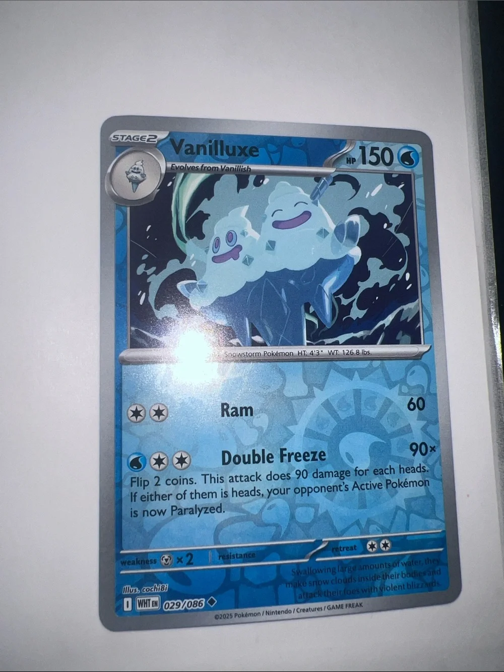 Pokemon Vanilluxe Holographic Ice Card - Light Blue